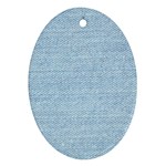 Blue Denim Texture, Macro Oval Ornament (Two Sides)