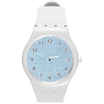 Blue Denim Texture, Macro Round Plastic Sport Watch (M)