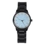 Blue Denim Texture, Macro Stainless Steel Round Watch