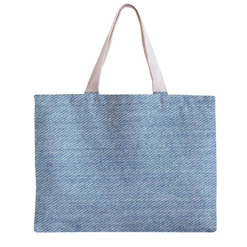 Blue Denim Texture, Macro Zipper Mini Tote Bag from ArtsNow.com Front