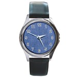 Blue Denim Round Metal Watch