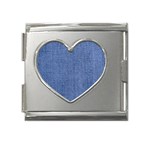 Blue Denim Mega Link Heart Italian Charm (18mm)