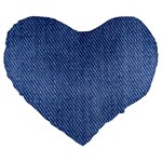 Blue Denim Large 19  Premium Heart Shape Cushions