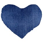 Blue Denim Large 19  Premium Flano Heart Shape Cushions