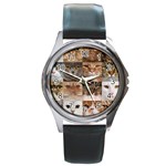 Breeds Of Cats Collage Round Metal Watch