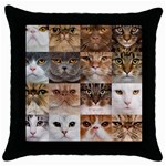 Breeds Of Cats Collage Throw Pillow Case (Black)