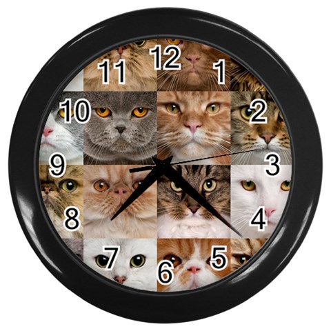 Breeds Of Cats Collage Wall Clock (Black) from ArtsNow.com Front