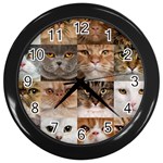 Breeds Of Cats Collage Wall Clock (Black)