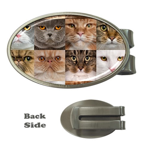 Breeds Of Cats Collage Money Clips (Oval)  from ArtsNow.com Front