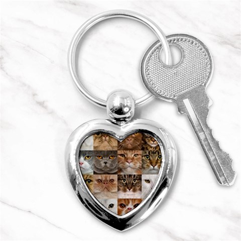 Breeds Of Cats Collage Key Chain (Heart) from ArtsNow.com Front