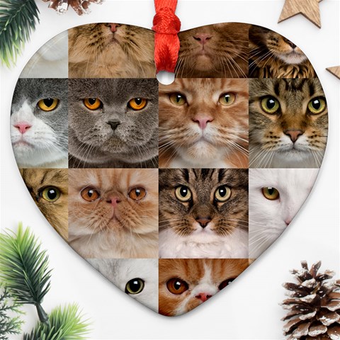 Breeds Of Cats Collage Heart Ornament (Two Sides) from ArtsNow.com Front