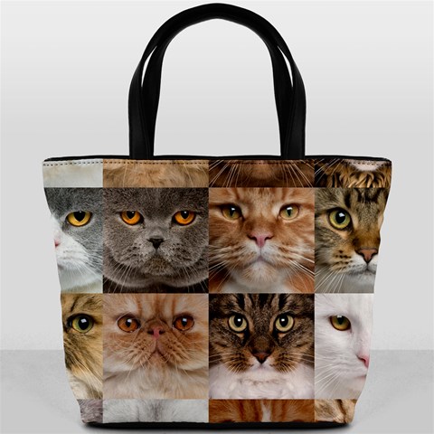 Breeds Of Cats Collage Bucket Bag from ArtsNow.com Back