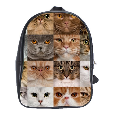 Breeds Of Cats Collage School Bag (Large) from ArtsNow.com Front