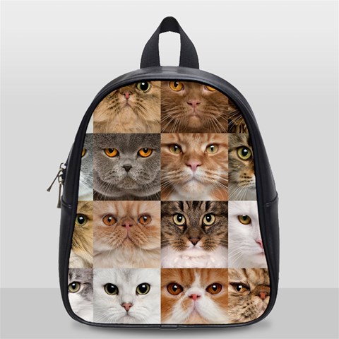 Breeds Of Cats Collage School Bag (Small) from ArtsNow.com Front