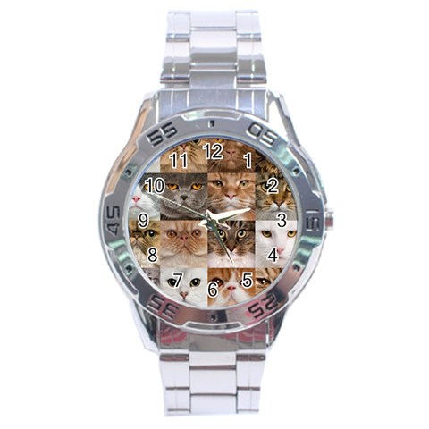 Breeds Of Cats Collage Stainless Steel Analogue Watch from ArtsNow.com Front