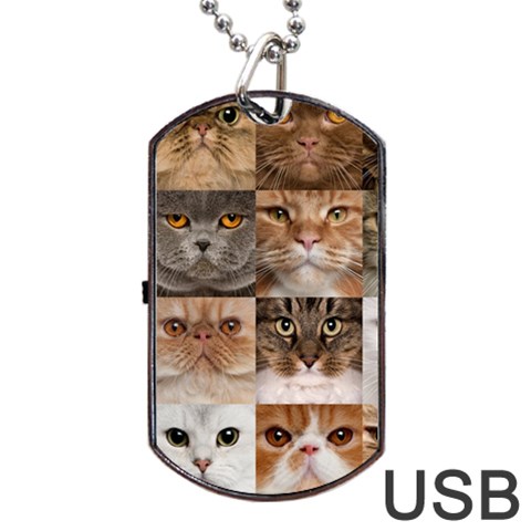 Breeds Of Cats Collage Dog Tag USB Flash (One Side) from ArtsNow.com Front