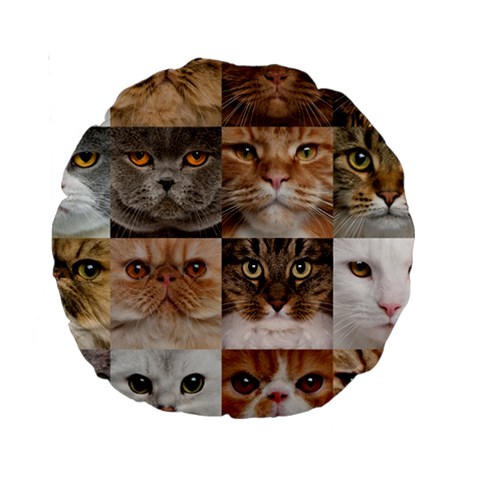 Breeds Of Cats Collage Standard 15  Premium Round Cushions from ArtsNow.com Back