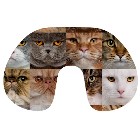 Breeds Of Cats Collage Travel Neck Pillow from ArtsNow.com Back