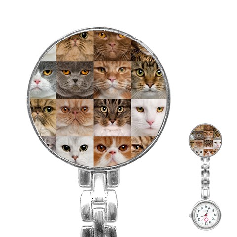 Breeds Of Cats Collage Stainless Steel Nurses Watch from ArtsNow.com Front