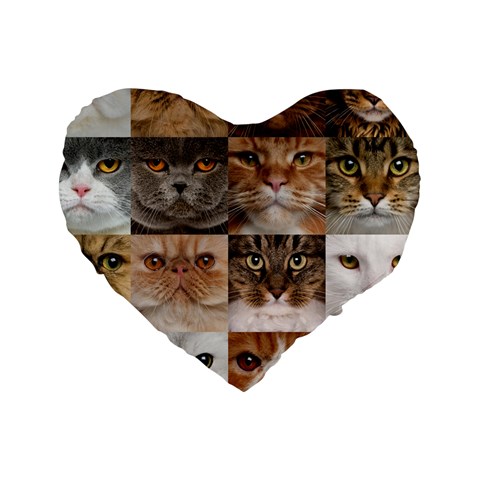 Breeds Of Cats Collage Standard 16  Premium Flano Heart Shape Cushions from ArtsNow.com Front