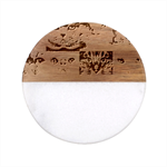 Breeds Of Cats Collage Classic Marble Wood Coaster (Round) 