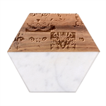 Breeds Of Cats Collage Marble Wood Coaster (Hexagon) 