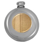 Brown Cardboard Texture Macro, Cardboard, Cardboard Round Hip Flask (5 oz)