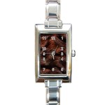 Brown Wool Texture Rectangle Italian Charm Watch