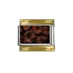 Brown Wool Texture Gold Trim Italian Charm (9mm)