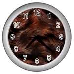 Brown Wool Texture Wall Clock (Silver)