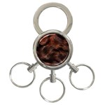 Brown Wool Texture 3-Ring Key Chain