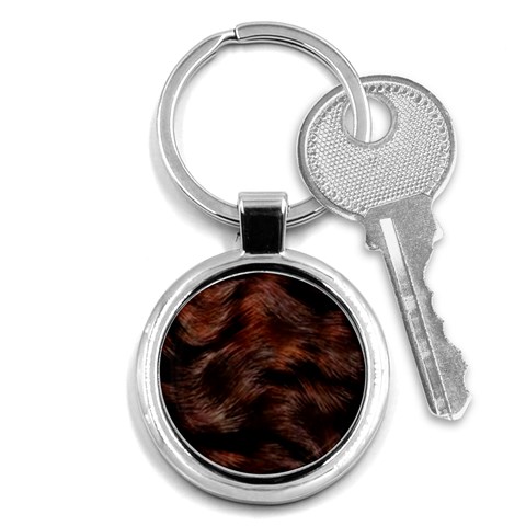 Brown Wool Texture Key Chain (Round) from ArtsNow.com Front