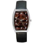 Brown Wool Texture Barrel Style Metal Watch