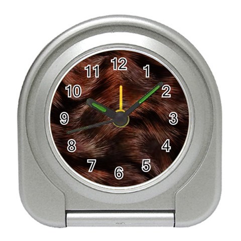 Brown Wool Texture Travel Alarm Clock from ArtsNow.com Front