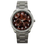 Brown Wool Texture Sport Metal Watch