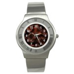 Brown Wool Texture Stainless Steel Watch