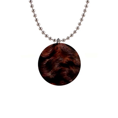 Brown Wool Texture 1  Button Necklace from ArtsNow.com Front