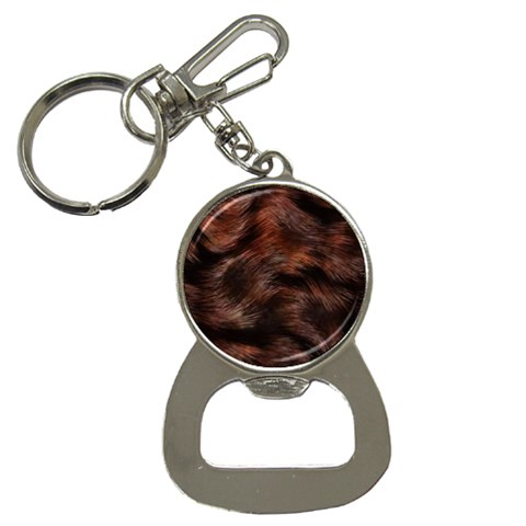 Brown Wool Texture Bottle Opener Key Chain from ArtsNow.com Front