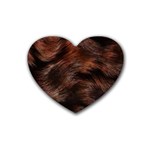 Brown Wool Texture Rubber Heart Coaster (4 pack)