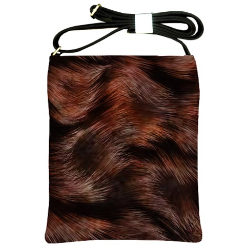 Brown Wool Texture Shoulder Sling Bag from ArtsNow.com Front