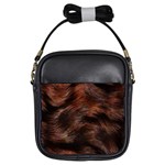 Brown Wool Texture Girls Sling Bag