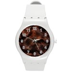 Brown Wool Texture Round Plastic Sport Watch (M)