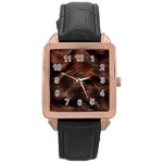 Brown Wool Texture Rose Gold Leather Watch 