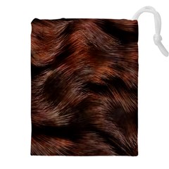 Brown Wool Texture Drawstring Pouch (4XL) from ArtsNow.com Front