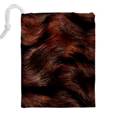 Brown Wool Texture Drawstring Pouch (4XL) from ArtsNow.com Back