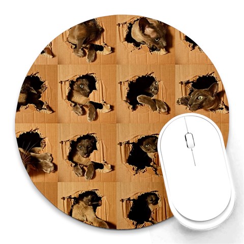 Carton, Brown Round Mousepad from ArtsNow.com Front