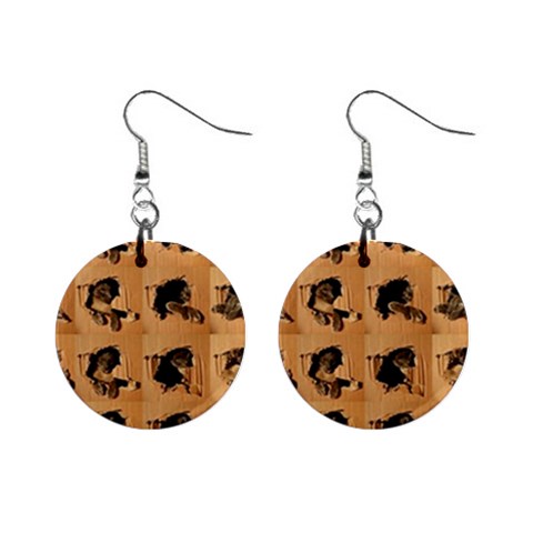 Carton, Brown Mini Button Earrings from ArtsNow.com Front