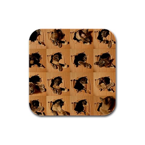 Carton, Brown Rubber Square Coaster (4 pack) from ArtsNow.com Front