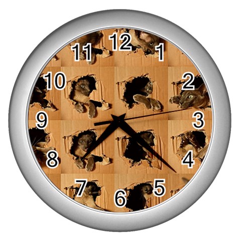 Carton, Brown Wall Clock (Silver) from ArtsNow.com Front