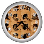 Carton, Brown Wall Clock (Silver)